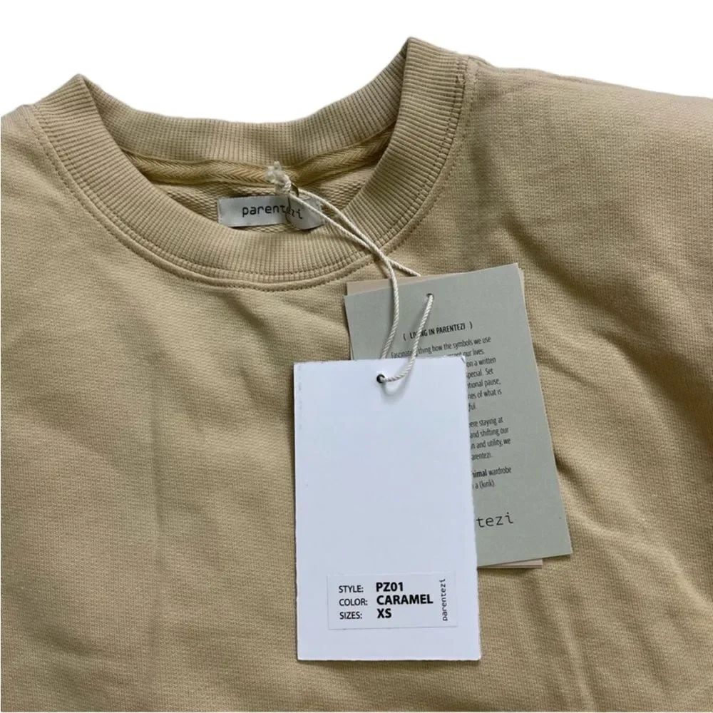 Parentezi Crew Neck Sweatshirt Removable Shoulder Pads In Caramel — image 5 of 6